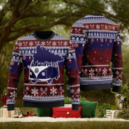 Camping Car Christmas Tree Funny Ugly Christmas Sweater 3D