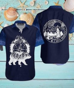 Camping I Hate People Bear Blue Aloha Hawaiian Shirt