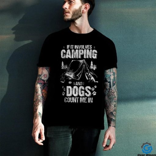 Camping and Dogs Funny Tent Camper Dog White Distressed Essential T Shirt