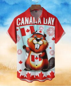 Canada Day Beaver Short Sleeve Hawaiian Shirt