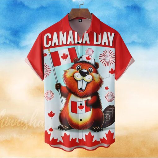 Canada Day Beaver Short Sleeve Hawaiian Shirt