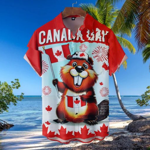 Canada Day Beaver Short Sleeve Hawaiian Shirt