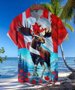 Canada Day Moose Chest Pocket Hawaiian Shirt