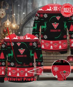Canadian Tire Custom Name Black Design Logo Reindeer Ugly Christmas Sweater