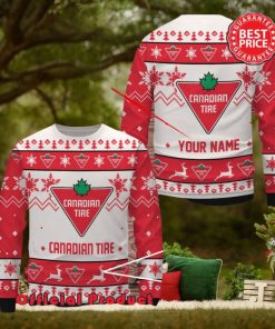 Canadian Tire Custom Name White Design Logo Snowflake Ugly Christmas Sweater