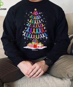 Cancer Color Pine Tree Merry Christmas Shirt