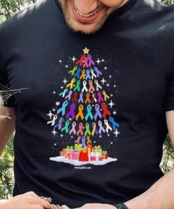 Cancer Color Pine Tree Merry Christmas Shirt