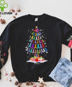 Cancer Color Pine Tree Merry Christmas Shirt