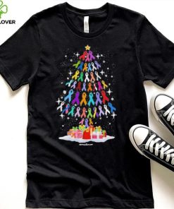 Cancer Color Pine Tree Merry Christmas Shirt