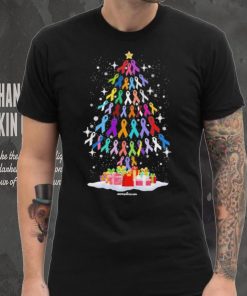 Cancer Color Pine Tree Merry Christmas Shirt