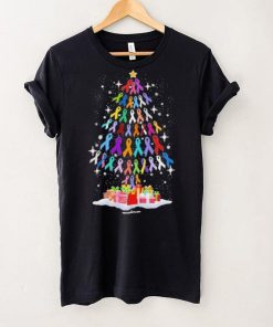 Cancer Color Pine Tree Merry Christmas Shirt