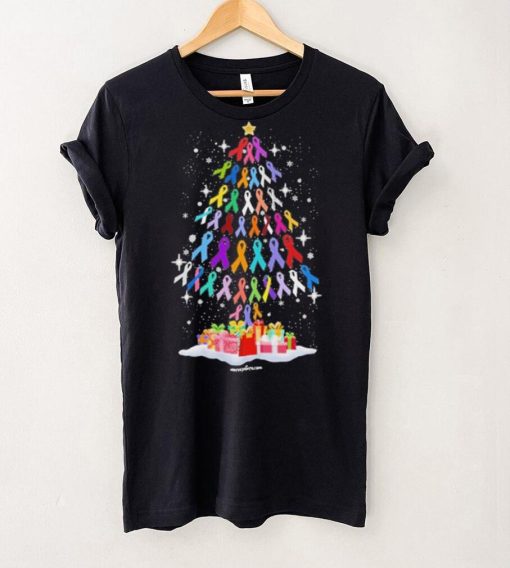 Cancer Color Pine Tree Merry Christmas Shirt