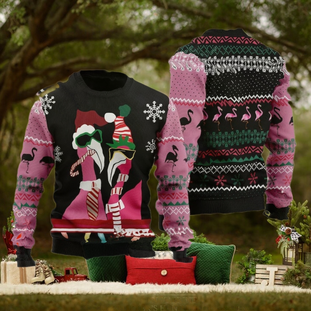 Candy Cane Flamingo Animal Lovers Ugly Christmas Sweater Candy Cane Flamingo Animal Lovers Ugly Christmas Sweater
