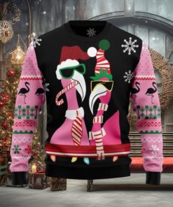 Candy Cane Flamingo Christmas Ugly Sweater