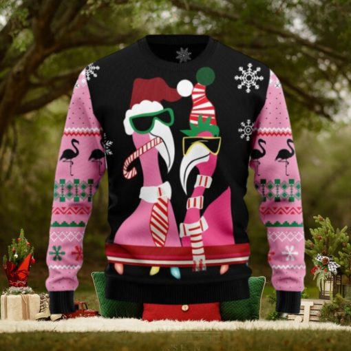 Candy Cane Flamingo Christmas Ugly Sweater