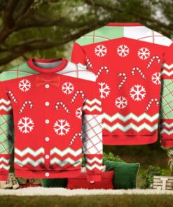 Candy Canes And Snowflakes Button Up Ugly Christmas Sweater