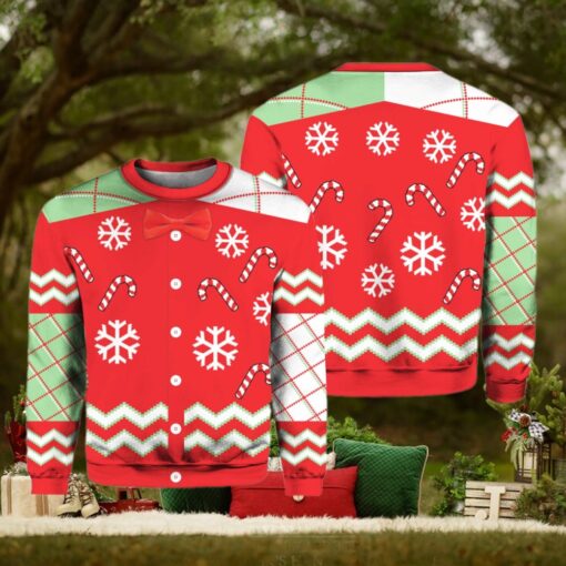 Candy Canes And Snowflakes Button Up Ugly Christmas Sweater