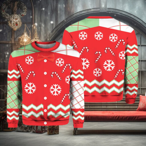 Candy Canes And Snowflakes Button Up Ugly Christmas Sweater