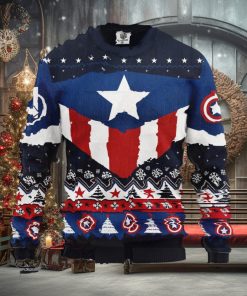 Captain America Costume Ugly Xmas Wool Knitted Sweater