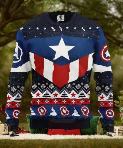 Captain America Costume Ugly Xmas Wool Knitted Sweater