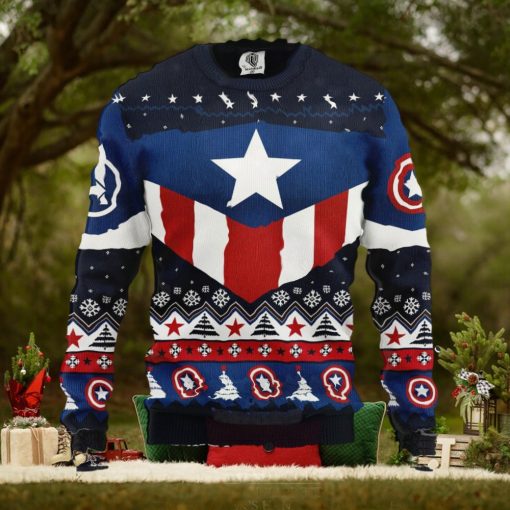 Captain America Costume Ugly Xmas Wool Knitted Sweater