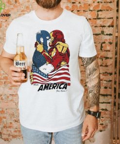 Captain America and Iron Man kissing make American gay again shirt
