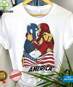 Captain America and Iron Man kissing make American gay again shirt