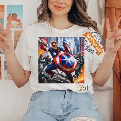 Captain america in action shirt