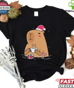 Capybara Santa hat Christmas shirt