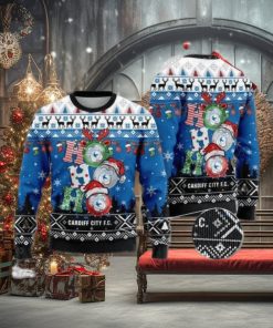 Cardiff City F c Ho Ho Ho Ugly Christmas Sweater