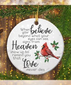 Cardinal Christmas Love Never Dies Ornament