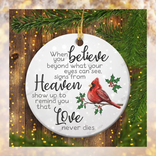 Cardinal Christmas Love Never Dies Ornament