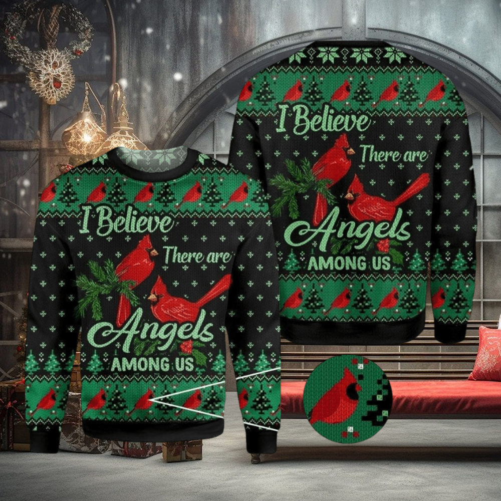 Cardinal I believe there are angels among us Ugly Christmas Sweater Cardinal I believe there are angels among us Ugly Christmas Sweater