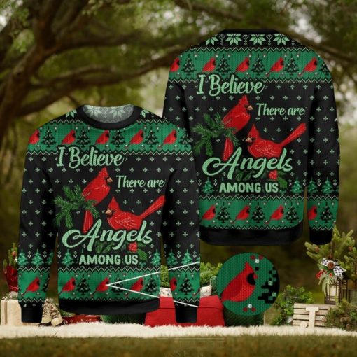 Cardinal I believe there are angels among us Ugly Christmas Sweater