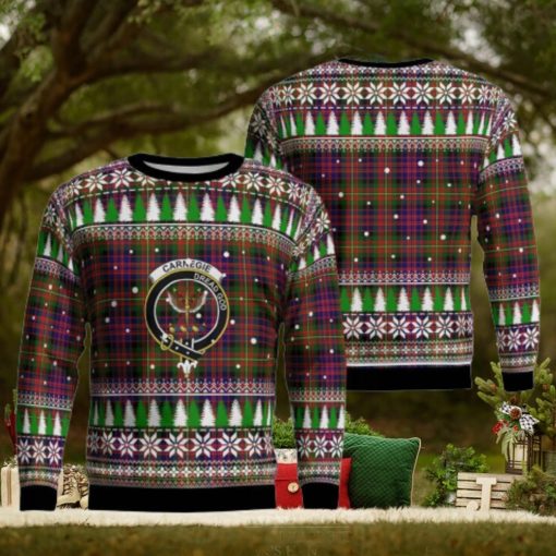 Carnegie Modern Crest Tartan Christmas Ugly Sweater 3D Gift For Men And Women