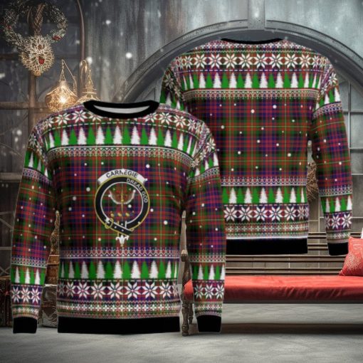 Carnegie Modern Crest Tartan Christmas Ugly Sweater 3D Gift For Men And Women