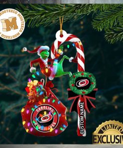 Carolina Hurricanes NHL Grinch Candy Cane Personalized Xmas Gifts Christmas Tree Decorations Ornament_40682689 1