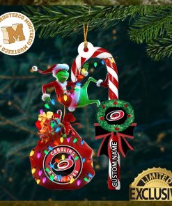 Carolina Hurricanes NHL Grinch Candy Cane Personalized Xmas Gifts Christmas Tree Decorations Ornament_40682689 1