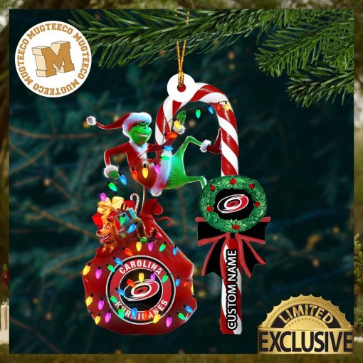 Carolina Hurricanes NHL Grinch Candy Cane Personalized Xmas Gifts Christmas Tree Decorations Ornament_40682689 1