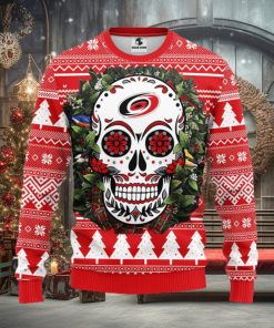 Carolina Hurricanes Skull Flower Ugly Christmas Ugly Sweater