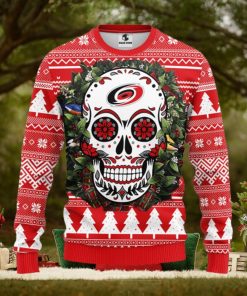 Carolina Hurricanes Skull Flower Ugly Christmas Ugly Sweater