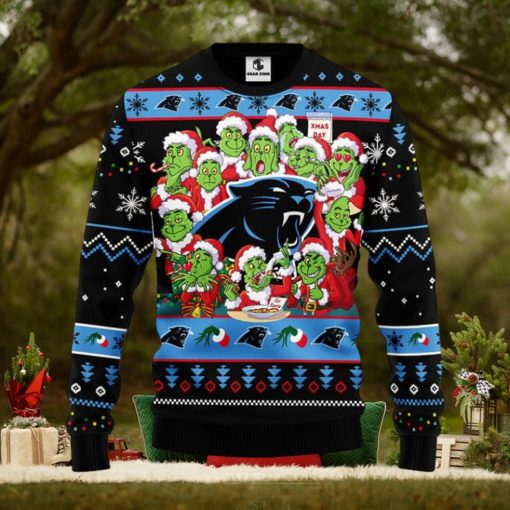 Carolina Panthers 12 Grinch Xmas Day Christmas Ugly Sweater