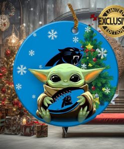 Carolina Panthers Baby Yoda NFL Christmas Tree Decorations Ceramic Ornament