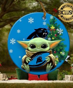 Carolina Panthers Baby Yoda NFL Christmas Tree Decorations Ceramic Ornament