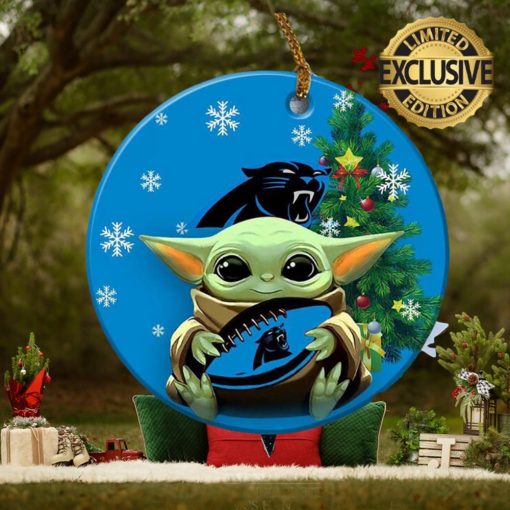 Carolina Panthers Baby Yoda NFL Christmas Tree Decorations Ceramic Ornament