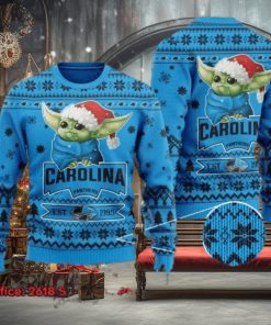 Carolina Panthers Baby Yoda Santa Hat Ugly Christmas Sweater