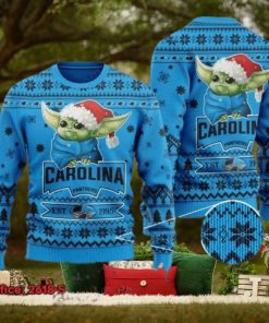 Carolina Panthers Baby Yoda Santa Hat Ugly Christmas Sweater