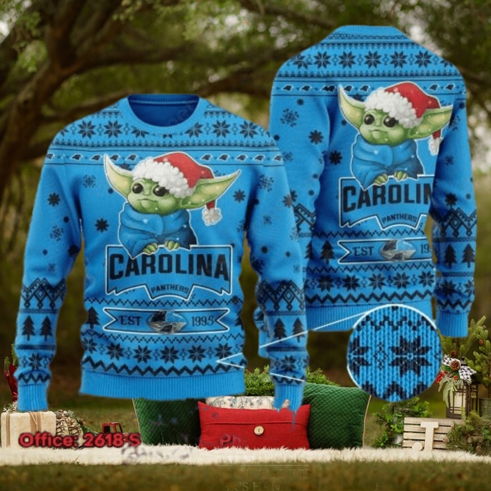 Cute Grinch American Football Carolina Panthers Ugly Christmas Sweater