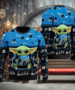 Carolina Panthers Baby Yoda Shirt For American Football Fans Ugly Xmas Sweater