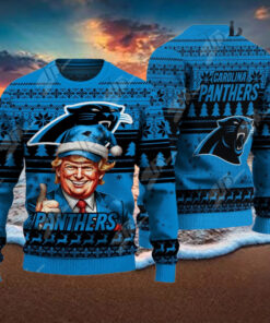 Carolina Panthers Christmas Donald Trump Knitted Sweater